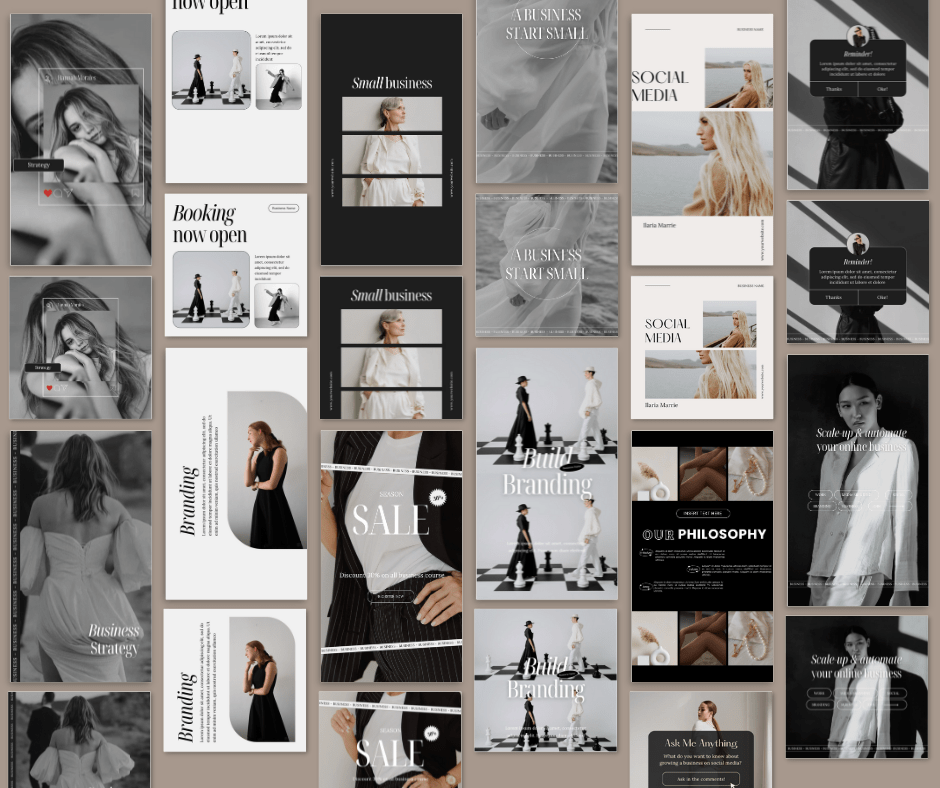 Beyond The Hustle 200 Noir Luxe Social Media Templates: Posts & Stories