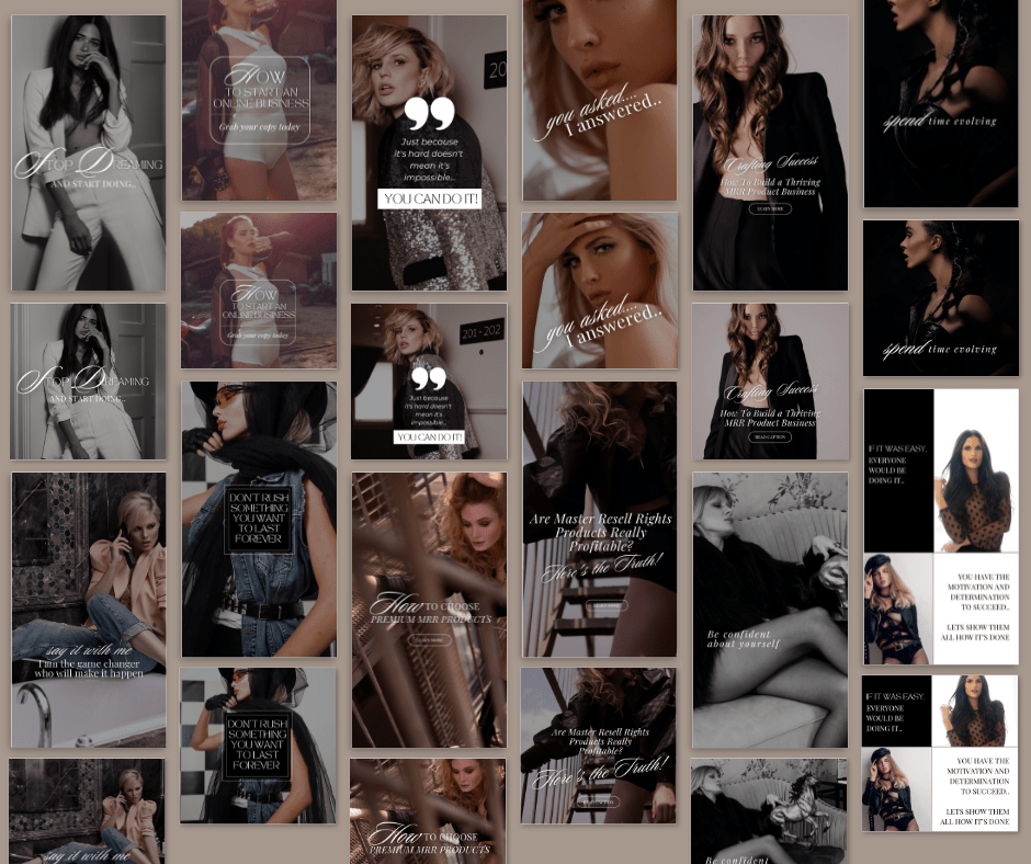 Beyond The Hustle 240 Millie Bold & Luxe Social Media Templates: Posts & Stories